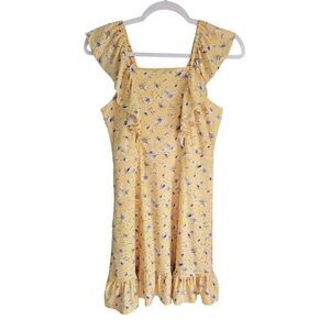 Little girl's yellow and blue floral dress. Knit Works Summer dress. Size 12